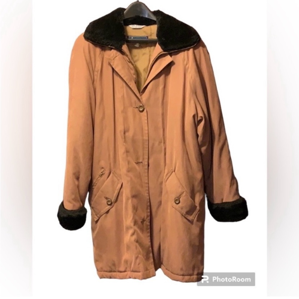 Women's Tan Coat with Black Accents